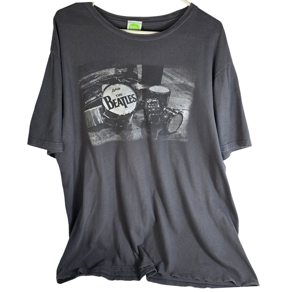 Vintage The Beatles Drum Kit Graphic T Shirt‎ Mens Large Gray 2014 Apple Corps